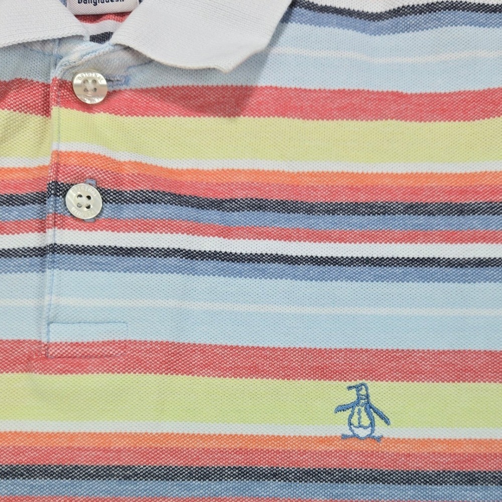 Original Penguin Polo Shirt Striped Short Sleeve Multi Color Mens Size M - Picture 3 of 7